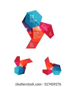 Paper infographic elements for business background, presentation or message with options and buttons