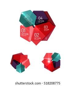 Paper infographic elements for business background, presentation or message with options and buttons