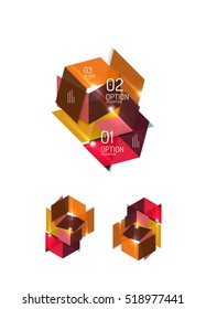 Paper infographic elements for business background, presentation or message with options and buttons