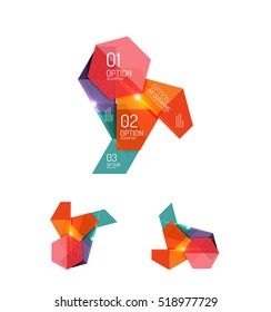 Elementos de infografía de papel para el fondo de la empresa, presentación o mensaje con opciones y botones