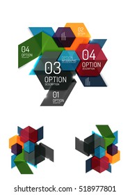 Paper infographic elements for business background, presentation or message with options and buttons