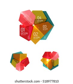 Paper infographic elements for business background, presentation or message with options and buttons