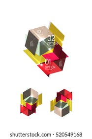 Elementos de infografía de papel para el fondo de la empresa, presentación o mensaje con opciones y botones
