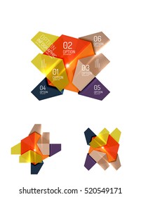 Paper infographic elements for business background, presentation or message with options and buttons