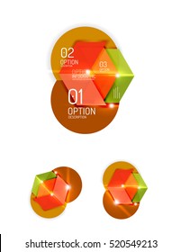 Paper infographic elements for business background, presentation or message with options and buttons