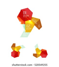 Paper infographic elements for business background, presentation or message with options and buttons