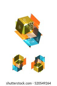 Paper infographic elements for business background, presentation or message with options and buttons