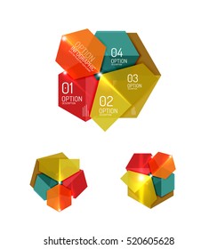 Paper infographic elements for business background, presentation or message with options and buttons