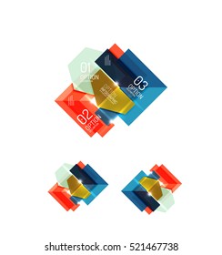 Paper infographic elements for business background, presentation or message with options and buttons