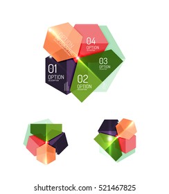 Elementos de infografía de papel para el fondo de la empresa, presentación o mensaje con opciones y botones