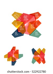 Paper infographic elements for business background, presentation or message with options and buttons