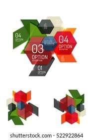 Paper infographic elements for business background, presentation or message with options and buttons
