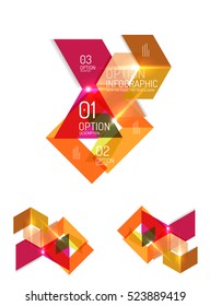 Paper infographic elements for business background, presentation or message with options and buttons