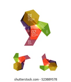 Paper infographic elements for business background, presentation or message with options and buttons