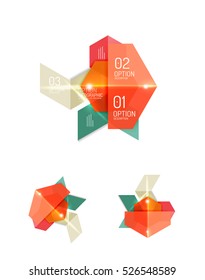Paper infographic elements for business background, presentation or message with options and buttons