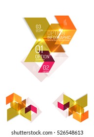 Paper infographic elements for business background, presentation or message with options and buttons