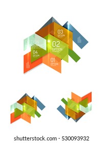 Paper infographic elements for business background, presentation or message with options and buttons