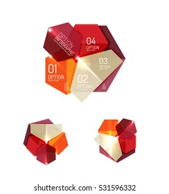 Paper infographic elements for business background, presentation or message with options and buttons