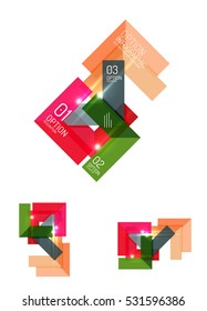 Paper infographic elements for business background, presentation or message with options and buttons