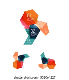 Paper infographic elements for business background, presentation or message with options and buttons