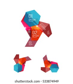 Paper infographic elements for business background, presentation or message with options and buttons
