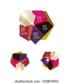 Paper infographic elements for business background, presentation or message with options and buttons