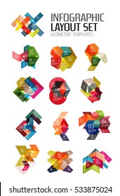 Paper infographic elements for business background, presentation or message with options and buttons