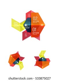 Paper infographic elements for business background, presentation or message with options and buttons