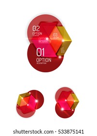 Paper infographic elements for business background, presentation or message with options and buttons
