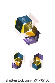 Paper infographic elements for business background, presentation or message with options and buttons