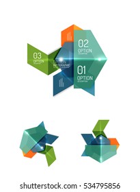 Elementos de infografía de papel para el fondo de la empresa, presentación o mensaje con opciones y botones