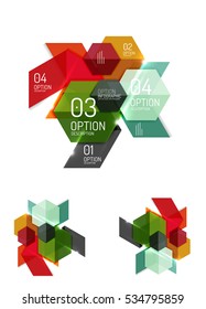 Elementos infográficos de papel para plano de fundo, apresentação ou mensagem de negócios com opções e botões