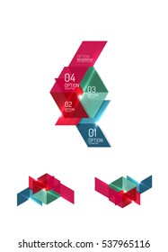 Paper infographic elements for business background, presentation or message with options and buttons