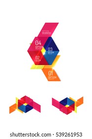 Paper infographic elements for business background, presentation or message with options and buttons