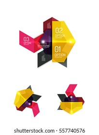 Paper infographic elements for business background, presentation or message with options and buttons