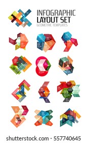 Paper infographic elements for business background, presentation or message with options and buttons