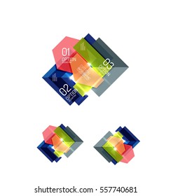 Elementos infográficos de papel para plano de fundo, apresentação ou mensagem de negócios com opções e botões