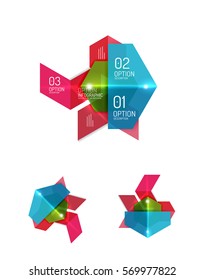 Elementos de infografía de papel para el fondo de la empresa, presentación o mensaje con opciones y botones