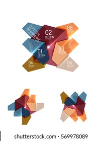 Paper infographic elements for business background, presentation or message with options and buttons