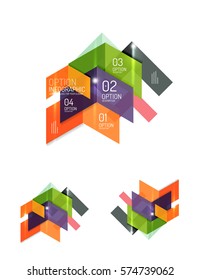 Paper infographic elements for business background, presentation or message with options and buttons