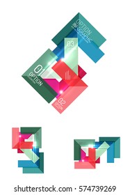 Paper infographic elements for business background, presentation or message with options and buttons