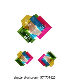 Paper infographic elements for business background, presentation or message with options and buttons