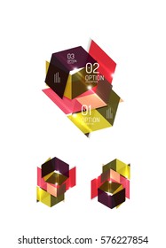 Paper infographic elements for business background, presentation or message with options and buttons