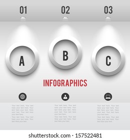 paper infographic elements with shadows at wall with halogen lamp. vector graphic business modern template