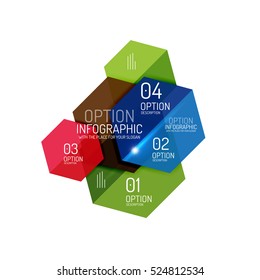 Plantillas de diseño de diseño de infografía de papel para fondos, presentaciones y opciones