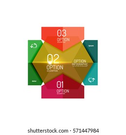 Plantillas de diseño de diseño de infografía de papel para fondos, presentaciones y opciones