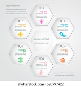 Paper Infographics. Hexagons, 6 options. EPS 10 vector