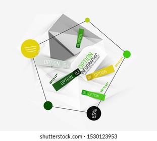 Paper infographics option geometric design. Vector art