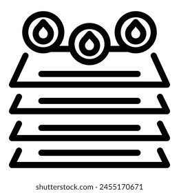 Vector de contorno de icono de tinta de papel. Copiadora de tóner. Máquina de arte