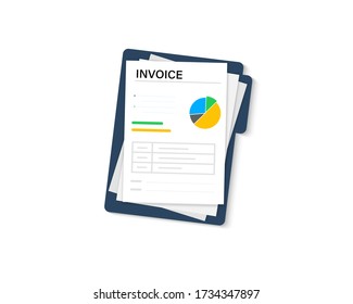 Paper invoice document in folder. Invoice or Payment icon. Procurement expense, Money document file. Payment and bill invoice. Digital Receipt or invoice for Financial app, Website or webpage layout t